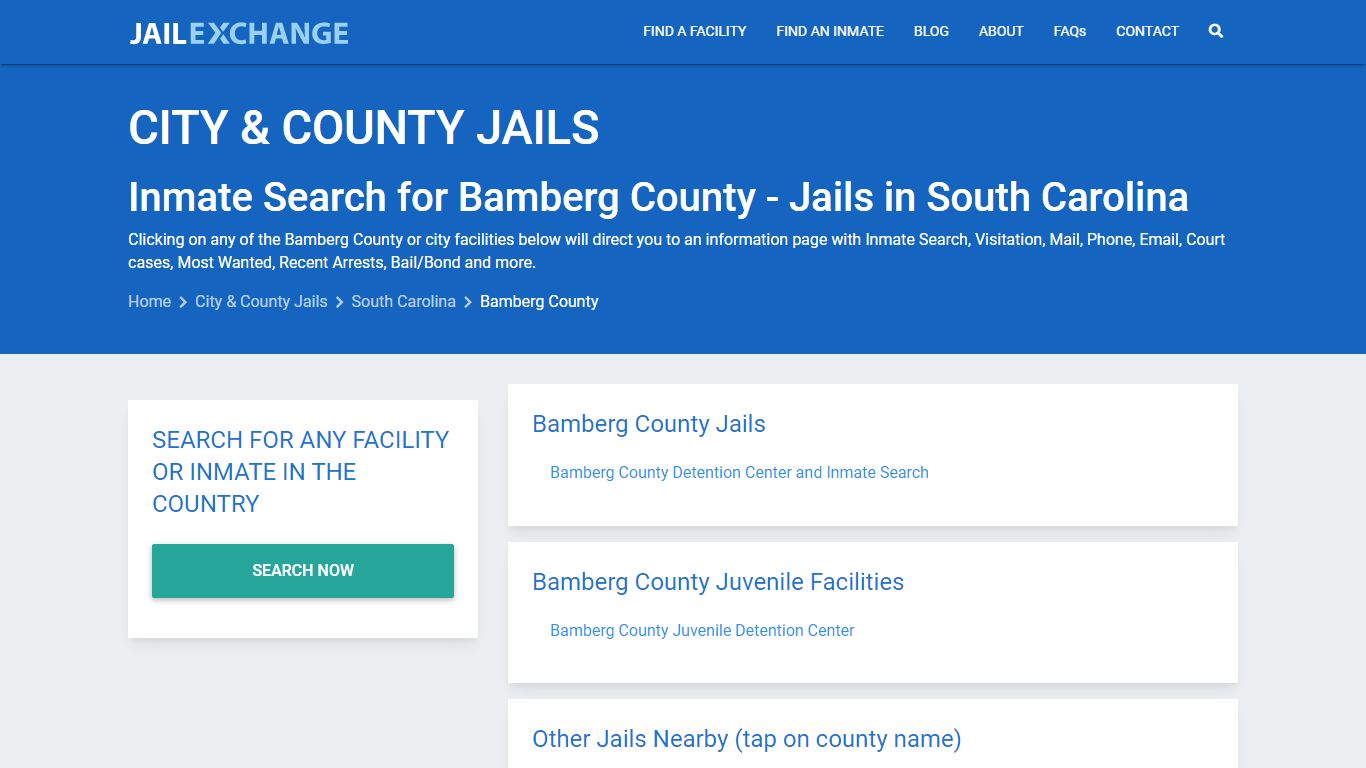 Inmate Search for Bamberg County | Jails in South Carolina - Jail Exchange